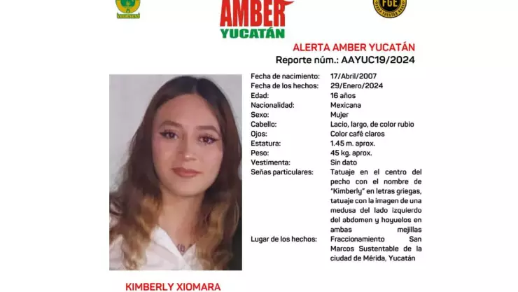 Alerta Amber_ Buscan a Kimberly Vázquez, joven desaparecida en Yucatán