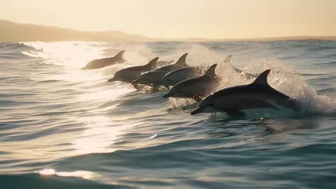 Delfines en el mar