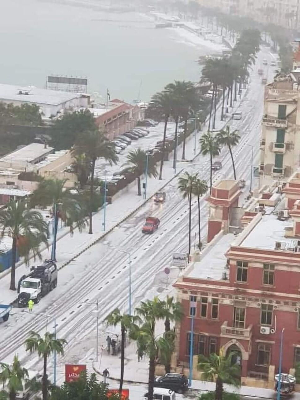 NIEVE EN la cuidad de ALEJANDRÍA, Egipto
