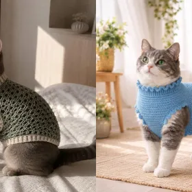 sueteres a crochet para gatos