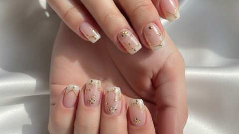 Uñas con dorado Año Nuevo