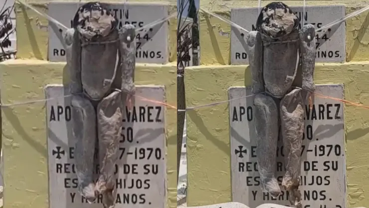 Captan a muñeco vudú moviéndose cuando le rocían agua bendita en un panteón