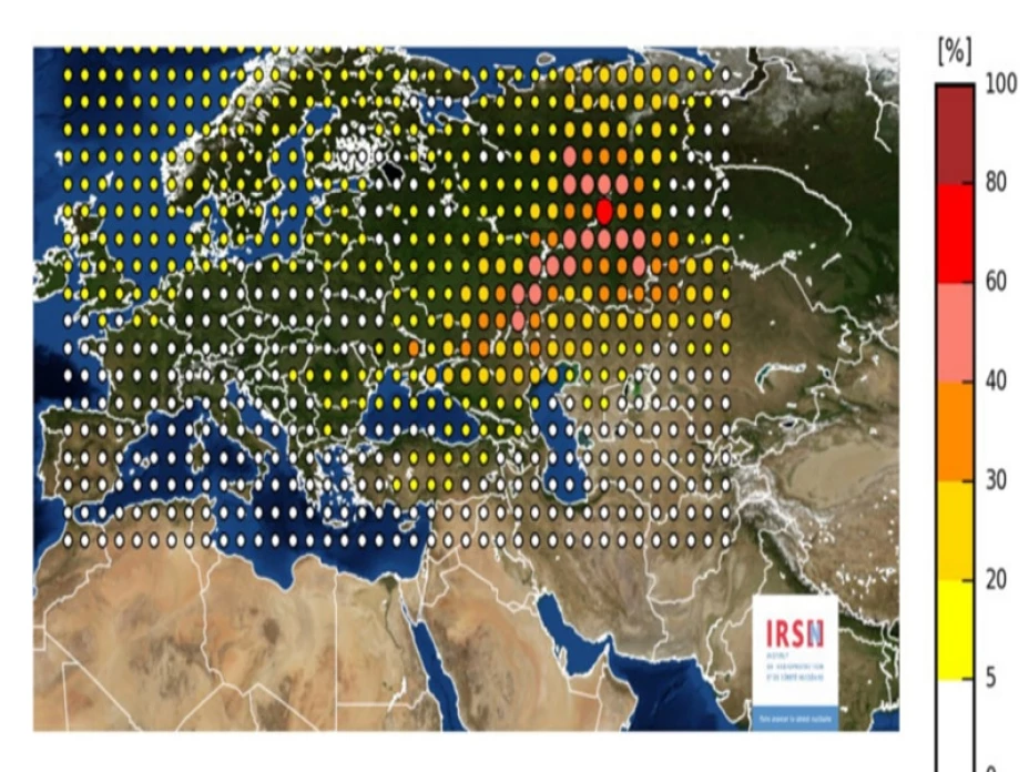 mapa de detección de rutenio-106 en Europa