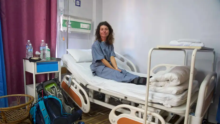 Isabelle Solange, sobreviviente de un alud en el monte Yalung Ri, en Nepal.