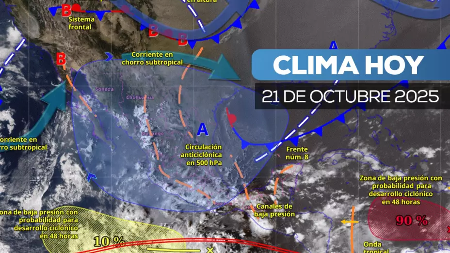 Clima en México registrará lluvias intensas y rachas de viento hoy 