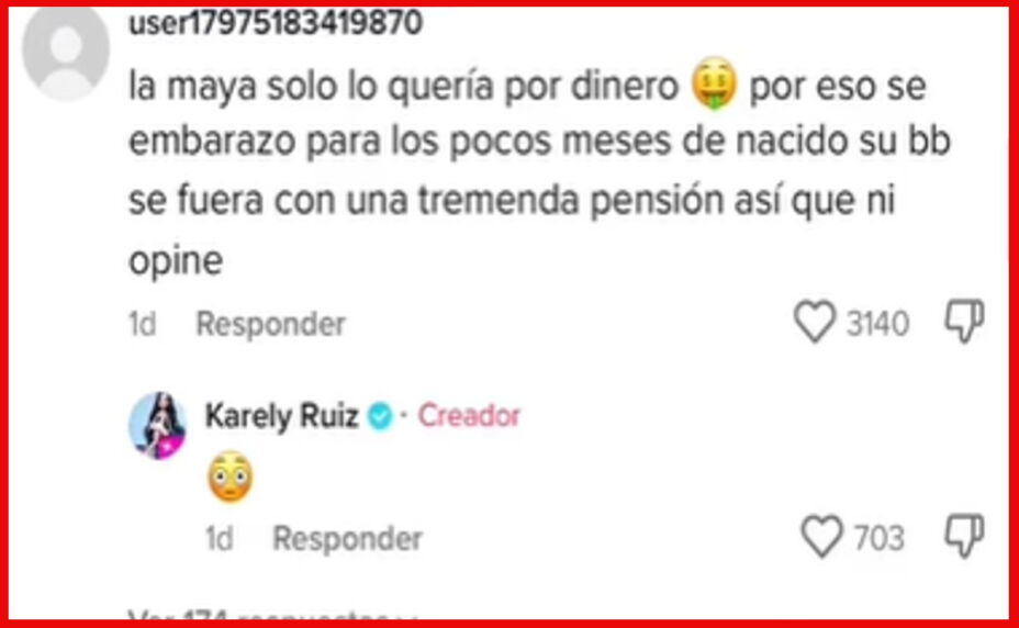 comentario de Karely Ruiz sobre bebé de Maya Nazor