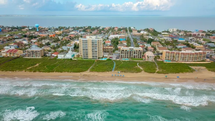 Toma aérea de South Padre Island, en Texas.