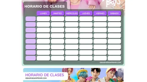 Etiquetas y horarios de clases de los Saja Boys