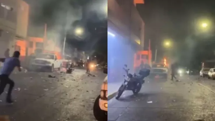 VIDEO | Captan explosión de pirotecnia e incendio de camioneta en la colonia Heliodoro Hernández Loza