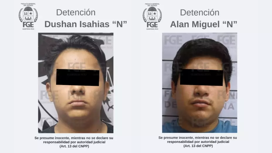 Presuntos extorsionadores capturados en Quintana Roo.