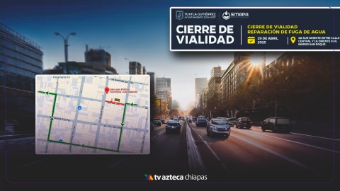 Cierre de Calle Central y 4 Sur por obras de SMAPA hoy 29 de abril de 2025