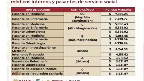 IMSS sueldo médicos internos pasantes