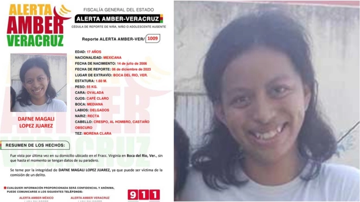 Alerta Amber Dafne Magali Lopez Juárez Veracruz