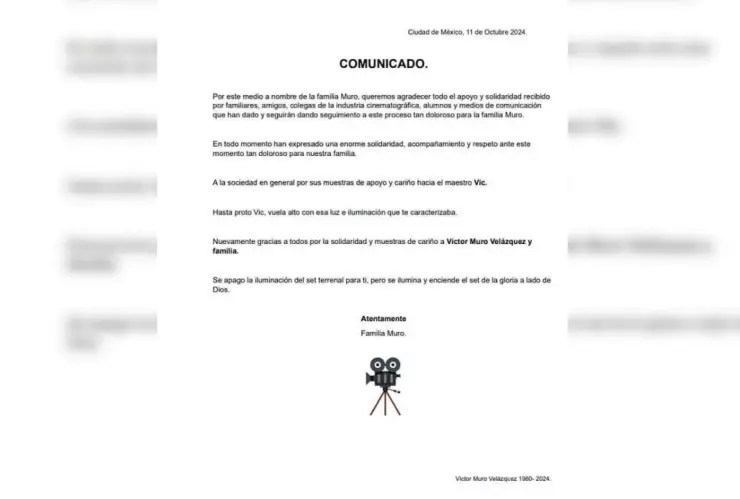 Comunicado de la familia de Víctor Muro