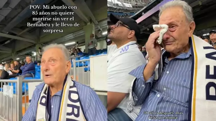 VIDEO: Nieta sorprende a su abuelito; lo llevó al Santiago Bernabéu para ver al Real Madrid