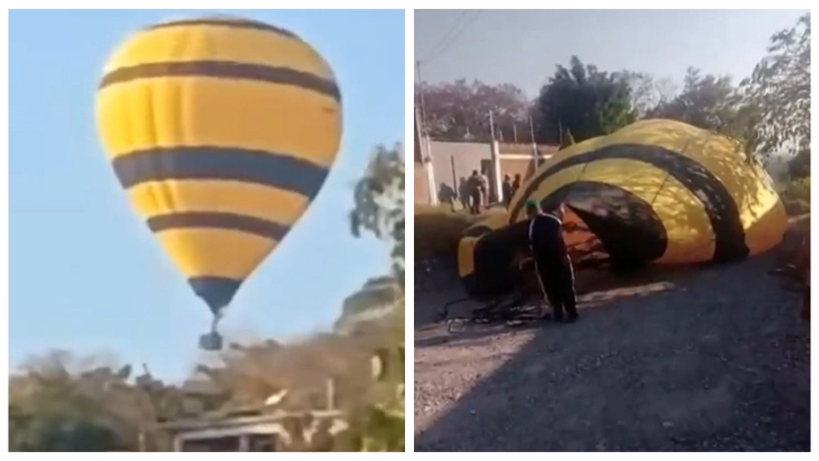Susto en el aire: Globo aerostático aterriza de emergencia en Zacatepec, Morelos
