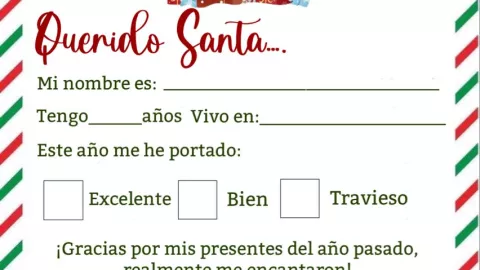 Carta para Santa Claus para imprimir