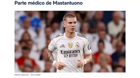 Parte médico de Franco Mastantuono