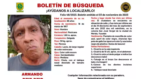 ¿Lo has visto_ Buscan a Armando Dzib, hombre desaparecido en Yucatán