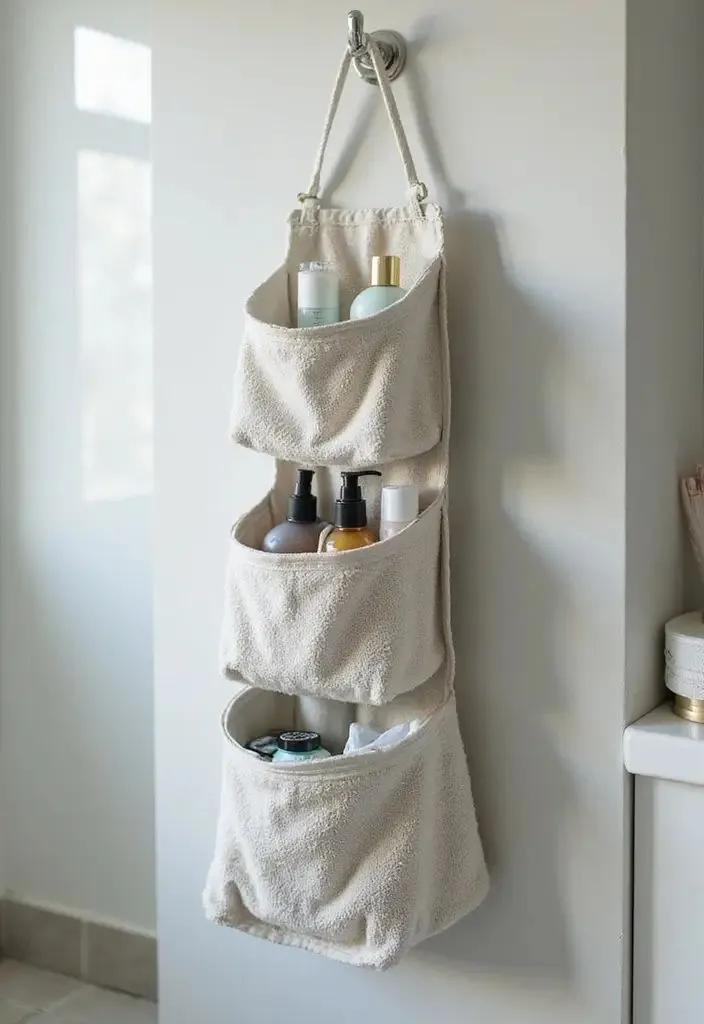 4 ideas para reciclar ropa vieja que ya no uses y transformarla en organizadores colgantes para el baño