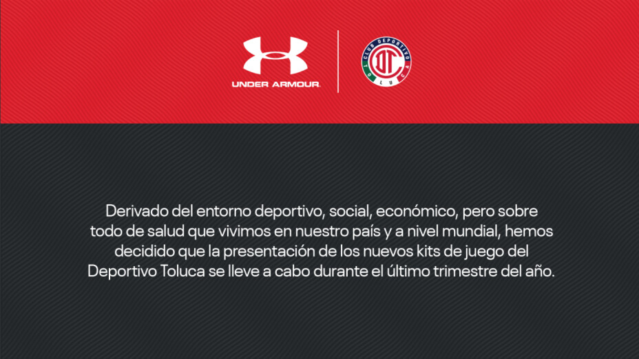 Under Armour canceló la presentación de la playera de Toluca