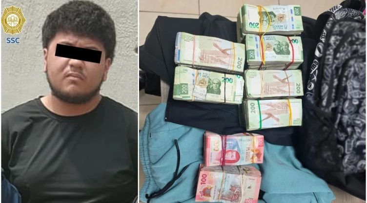 Detienen a hombre con 500 mil pesos en Zócalo de CDMX.