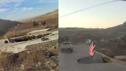 Socavón en bulevar 2000 de Tijuana provoca tráfico hoy jueves 20 de febrero de 2025