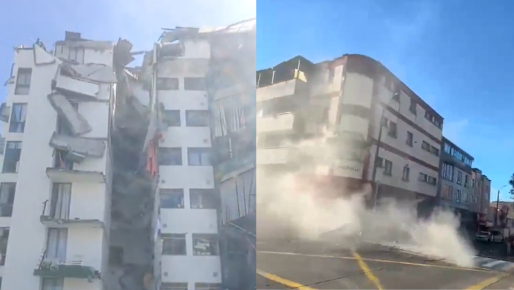 Imágenes de edificios derrumbados alusivas al terremoto de 7.4 en Colombia