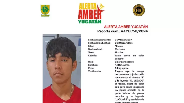 Alerta Amber en Yucatán_ Buscan a Luis Alonso Zacariaz Delgado de 16 años de edad