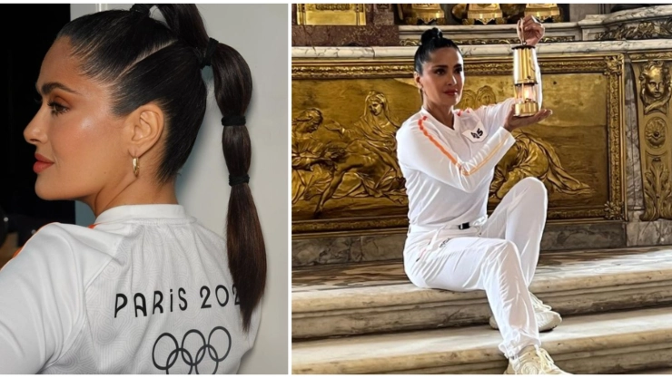 ¡De México para París! Salma Hayek porta la antorcha de los Juegos Olímpicos 2024
