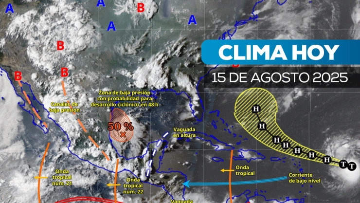 Conoce el pronóstico del clima en México 15 de agosto: lluvias intensas, calor extremo y posibles granizadas en varias regiones.