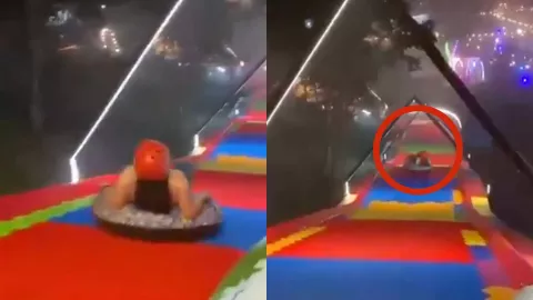 VIDEO ¡IMÁGENES FUERTES! Mujer muere tras brutal choque en un tobogán en Colombia