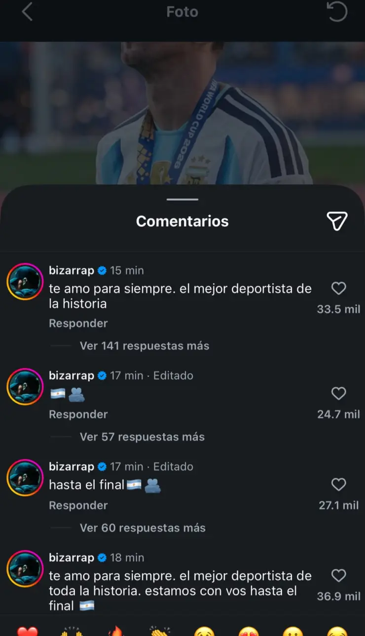 Bizarrap le manda EMOTIVO mensaje a Messi tras perder la final del Mundial 2026 “te amo para siempre”.jpeg
