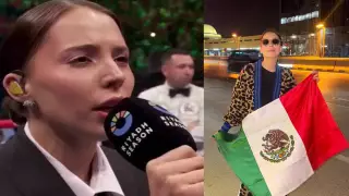 ¿No lo viste? Así cantó Majo Aguilar el Himno Nacional en la pelea de ‘Canelo’ vs William Scull | VIDEO