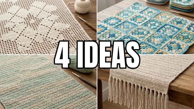 4 ideas de crochet sencillo para tejer caminos de mesa elegantes y modernos