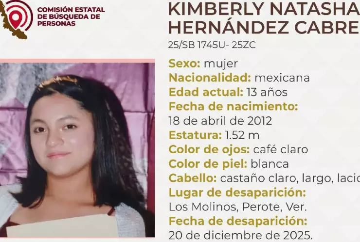 Kimberly Natasha Hernández Cabrera, menor reportada como desaparecida en Veracruz ¿Qué sabemos de su desaparición?