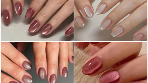 4 diseños de uñas con efecto velvet -  almendradas cortas y aesthetic