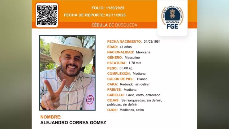 ÚLTIMA HORA | Desaparece exalcalde de Zinapécuaro; ¿qué se sabe del paradero de Alejandro Correa Gómez?