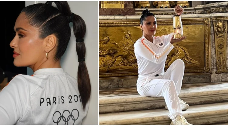 ¡De México para París! Salma Hayek porta la antorcha de los Juegos Olímpicos 2024