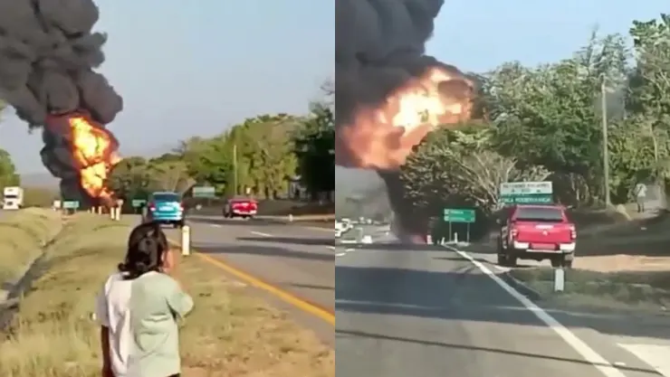 Explota pipa en carretera costera de Chiapas, entre Tonalá y Pijijiapan