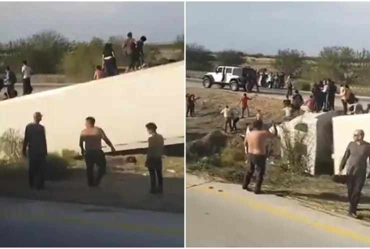 Tras el terrible accidente en Sonora, los migrantes salieron del tráiler como pudieron.