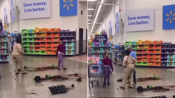 Video Niña causa destrozos en un supermercado y le pega a familiar