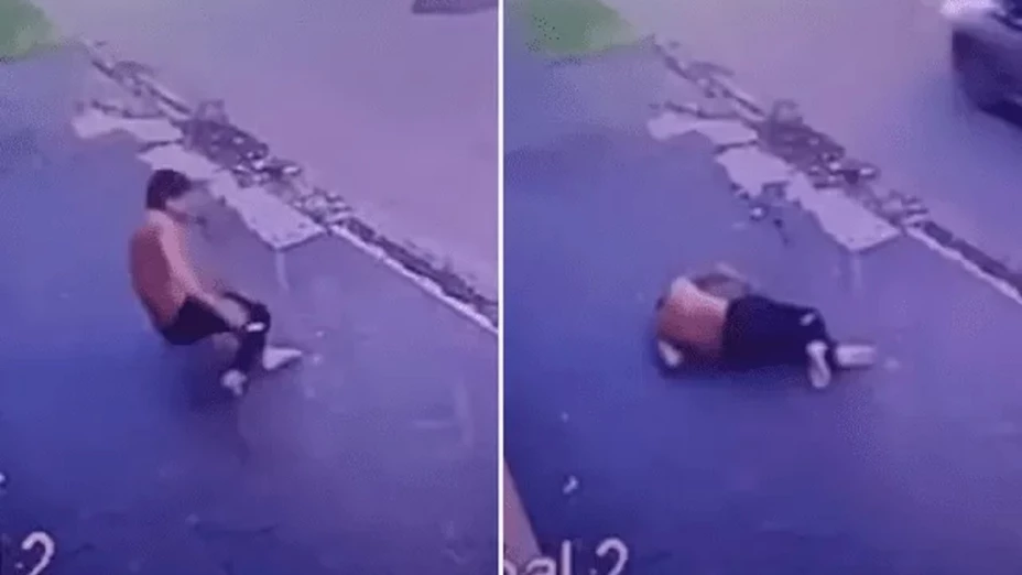 ladrón se rompe los tobillos