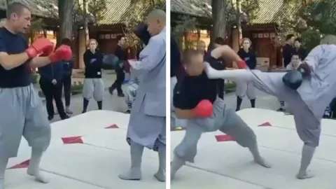 Un Monje Shaolin derribó a un exluchador de la UFC con una sola patada y fue captado en video