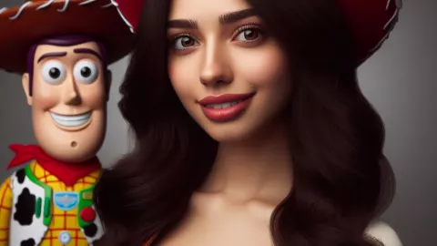 Así se vería Jessie de Toy Story en la vida real según Inteligencia Artificial cabello negro
