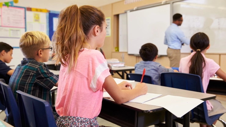 Alumnos en una clase en California.