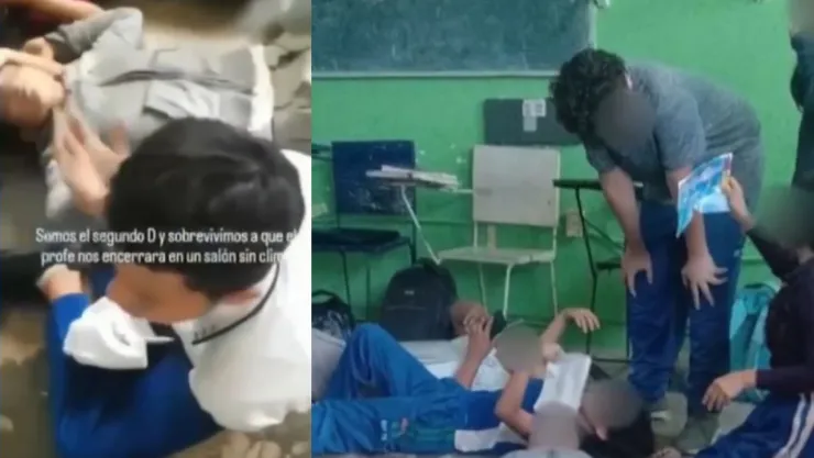 Alumnos encerrados en secundaria de Veracruz