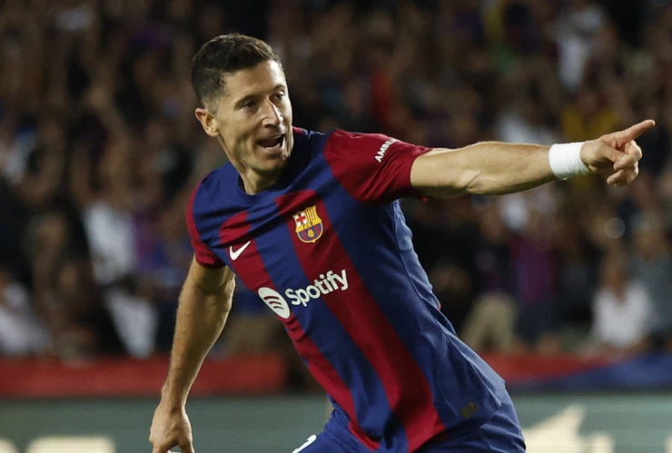 Robert Lewandowski con la camiseta del Barcelona