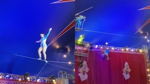 acróbata sufre accidente en funcion