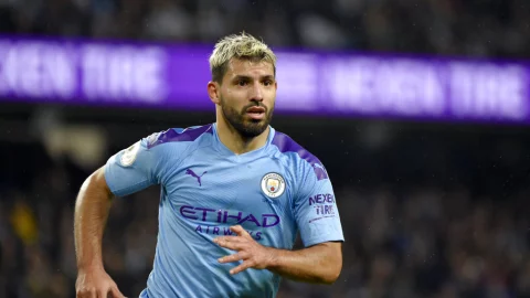 El delantero argentino Sergio Ag&uuml;ero, del Manchester City, durante el partido de la Liga Premier ante Chelsea en el estadio Etihad en Manchester, Inglaterra, el s&aacute;bado 23 de noviembre de 2019. Imagen ap